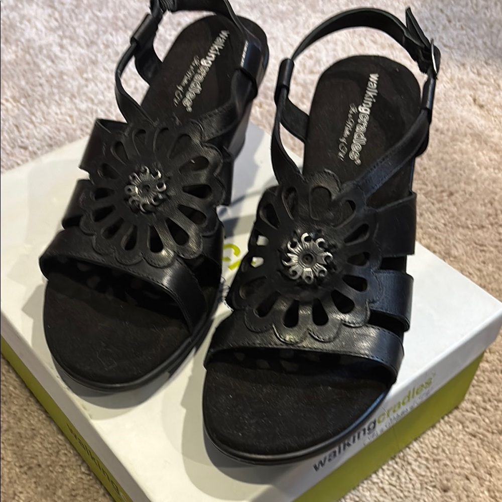 Black Cutout Sandals with wedge heel